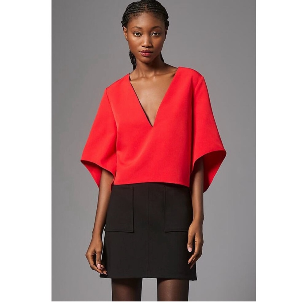 Anthropologie Mare Mare Red V-Neck Top NWT